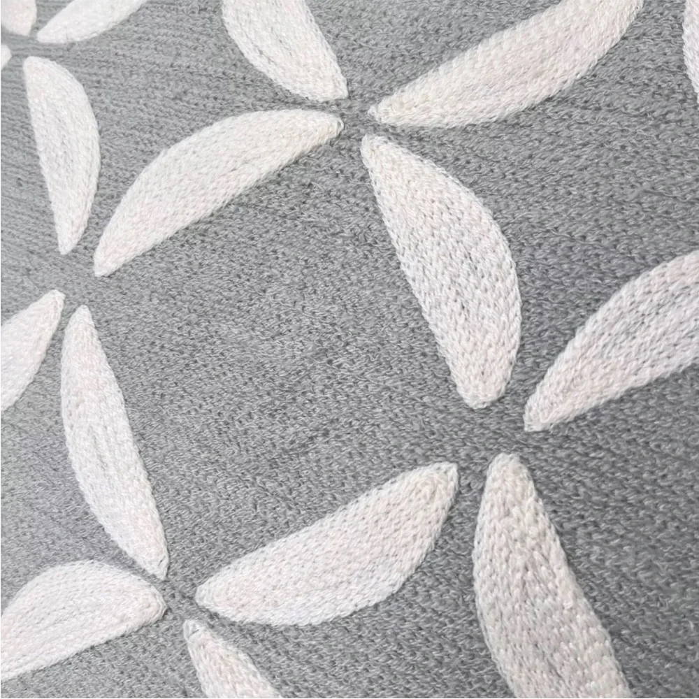 West Elm Textured Geo Leaf Petal - Blue Gray Cream Pillow Cover 20